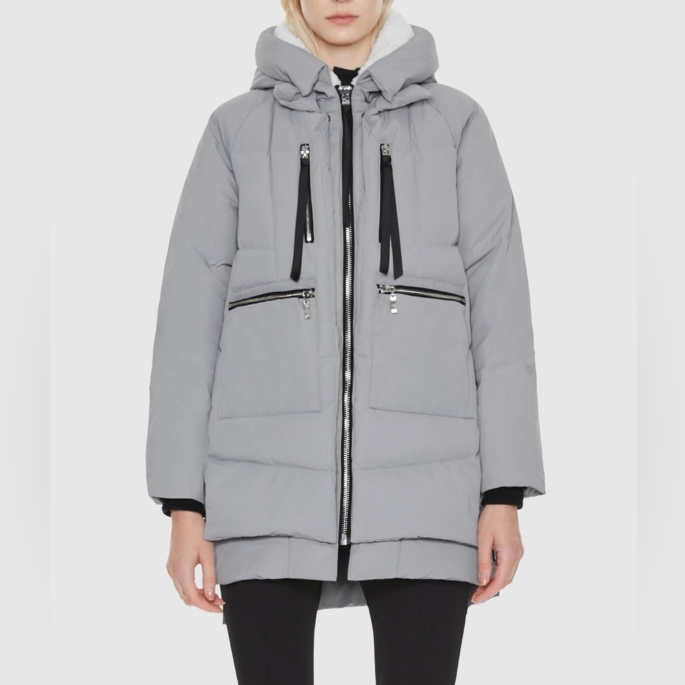 Orolay 092 Universe® Women's Gray Fleece Lined Hooded Thickened Down Jacket M